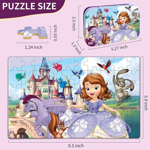 Puzzles for Kids Ages 4-6, 60 Piece Jigsaw Puzzles in Metal Box, Educational Learning Toys for Boys and Girls, Premium Puzzle Games, Kids Puzzle Gift in Kuwait