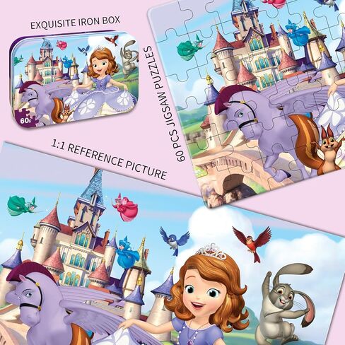 Puzzles for Kids Ages 4-6, 60 Piece Jigsaw Puzzles in Metal Box, Educational Learning Toys for Boys and Girls, Premium Puzzle Games, Kids Puzzle Gift in Kuwait
