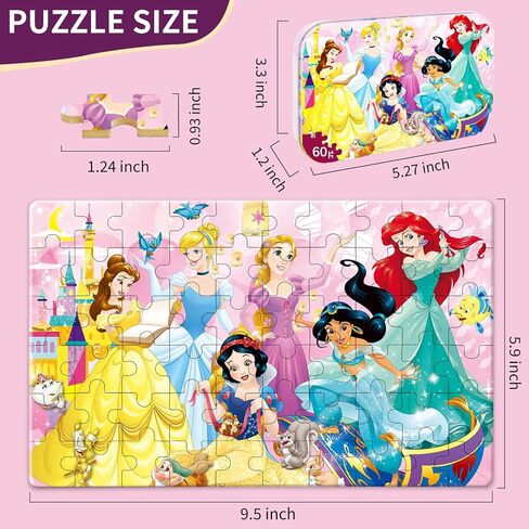 Puzzles for Kids Ages 4-6, 60 Piece Jigsaw Puzzles in Metal Box, Educational Learning Toys for Boys and Girls, Premium Puzzle Games, Kids Puzzle Gift in Kuwait