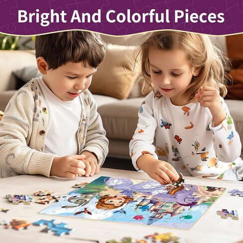 Puzzles for Kids Ages 4-6, 60 Piece Jigsaw Puzzles in Metal Box, Educational Learning Toys for Boys and Girls, Premium Puzzle Games, Kids Puzzle Gift in Kuwait