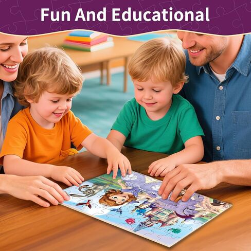 Puzzles for Kids Ages 4-6, 60 Piece Jigsaw Puzzles in Metal Box, Educational Learning Toys for Boys and Girls, Premium Puzzle Games, Kids Puzzle Gift in Kuwait