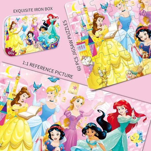 Puzzles for Kids Ages 4-6, 60 Piece Jigsaw Puzzles in Metal Box, Educational Learning Toys for Boys and Girls, Premium Puzzle Games, Kids Puzzle Gift in Kuwait