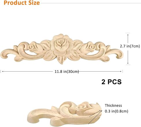 4pcs الخشب المنحوتة زين على 7.8 بوصة الطويلة woodendecorative diy diy النحت الشارات غير الملحوظة قوالب الشرس لسيارات الأثاث ديكور المنزل devation جدار الحائط (7.8inch-4pack) in Saudi Arabia