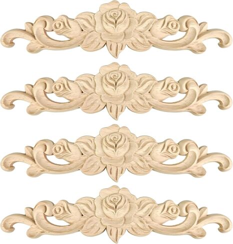 4pcs الخشب المنحوتة زين على 7.8 بوصة الطويلة woodendecorative diy diy النحت الشارات غير الملحوظة قوالب الشرس لسيارات الأثاث ديكور المنزل devation جدار الحائط (7.8inch-4pack) in Kuwait
