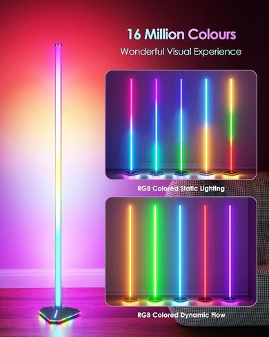 KFM 2PCS مصباح أرضية الزاوية ، مصباح زاوية LED مع التطبيق والتحكم عن بعد ، مصباح الأرضيات الحديثة مع مزامنة الموسيقى وقاعدة مضاءة ، مصباح دائم متغير اللون لغرفة غرفة النوم in Saudi Arabia