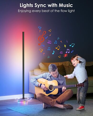 KFM 2PCS مصباح أرضية الزاوية ، مصباح زاوية LED مع التطبيق والتحكم عن بعد ، مصباح الأرضيات الحديثة مع مزامنة الموسيقى وقاعدة مضاءة ، مصباح دائم متغير اللون لغرفة غرفة النوم in Saudi Arabia