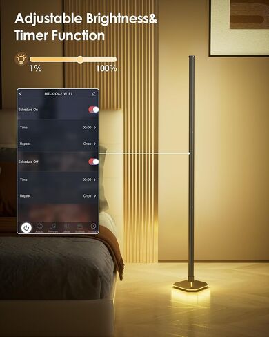 KFM 2PCS مصباح أرضية الزاوية ، مصباح زاوية LED مع التطبيق والتحكم عن بعد ، مصباح الأرضيات الحديثة مع مزامنة الموسيقى وقاعدة مضاءة ، مصباح دائم متغير اللون لغرفة غرفة النوم in Saudi Arabia