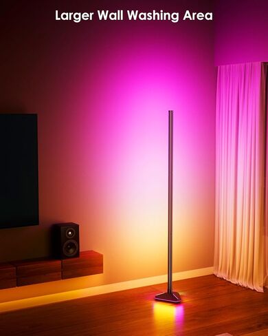 KFM 2PCS مصباح أرضية الزاوية ، مصباح زاوية LED مع التطبيق والتحكم عن بعد ، مصباح الأرضيات الحديثة مع مزامنة الموسيقى وقاعدة مضاءة ، مصباح دائم متغير اللون لغرفة غرفة النوم in Saudi Arabia