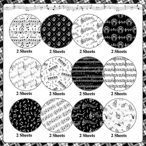 Konsait 24 Sheets Music Scrapbook Paper 12x12, Double Sided Music Note Pattern Paper Black and White Cardstock Craft Papers for Card Making Origami Papers Scrapbook Supplies in Saudi Arabia