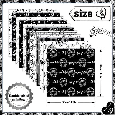 Konsait 24 Sheets Music Scrapbook Paper 12x12, Double Sided Music Note Pattern Paper Black and White Cardstock Craft Papers for Card Making Origami Papers Scrapbook Supplies in Saudi Arabia