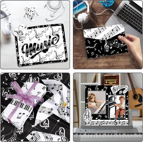 Konsait 24 Sheets Music Scrapbook Paper 12x12, Double Sided Music Note Pattern Paper Black and White Cardstock Craft Papers for Card Making Origami Papers Scrapbook Supplies in Saudi Arabia