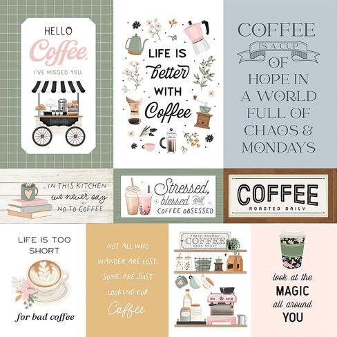 Echo Park Paper Coffee Shop: بطاقات اليومية المتعددة 12x12 ورقة منقوشة ، مختلفة in Saudi Arabia