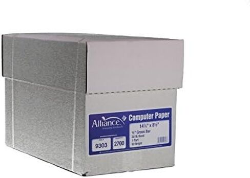 Alliance Continuous Computer Paper 14-7/8" x 8"-1/2" with 1/2" Green Bar 1-Part 92 Bright 20lb 2700 Sheets per Carton (9303) in Saudi Arabia