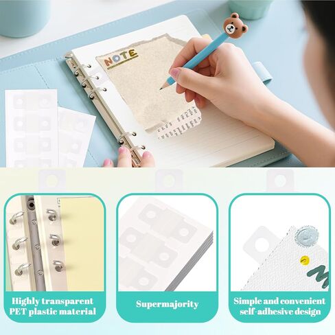 400 PCS ملصقات محول ورقة الموثق واضحة ، قم بتحويل الورق غير المشوهة إلى صفحات إعادة ملء الموثق فضفاضة لمخطط DIY ، وألبوم سجل القصاصات ، وملصقات تعزيز الثقب والإدراج in Saudi Arabia