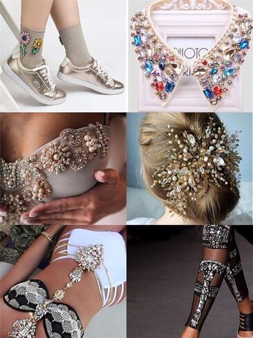 Sew On Rhinestones, OEMOO 130PCS Sew On Glass Rhinestone Metal Back Prong Setting Sewing Sliver Claw Rhinestone Mixed Shapes for Costume, Clothes, Earring, Belt and Shoes (Pink) in Kuwait