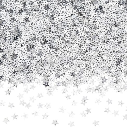 About 10000Pcs Silver Star Sequins Mini Hollow Star Sequins Embroidery Tiny Sew on Sequin with Holes DIY Loose Sequin for Sewing Dolls Jewelry Making Crafts Party Wedding Decorations in Saudi Arabia