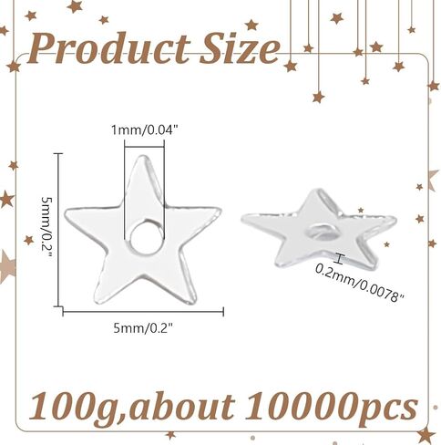 About 10000Pcs Silver Star Sequins Mini Hollow Star Sequins Embroidery Tiny Sew on Sequin with Holes DIY Loose Sequin for Sewing Dolls Jewelry Making Crafts Party Wedding Decorations in Saudi Arabia