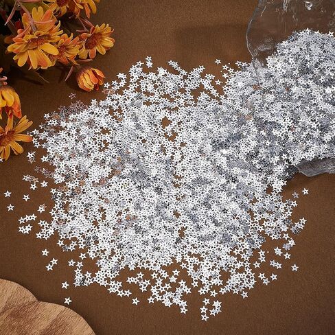 About 10000Pcs Silver Star Sequins Mini Hollow Star Sequins Embroidery Tiny Sew on Sequin with Holes DIY Loose Sequin for Sewing Dolls Jewelry Making Crafts Party Wedding Decorations in Saudi Arabia