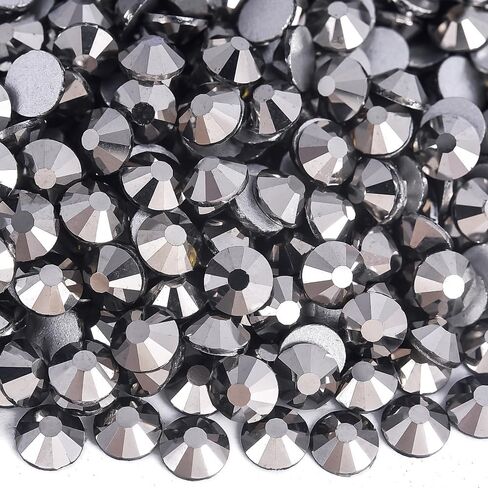 Blinginbox Hematite Glass Rhinestones Crystal Flatback Gemstones for Crafts Nails Makeup Bags and Shoes Decoration.(SS16/1440pcs) in Kuwait