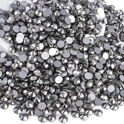 Blinginbox Hematite Glass Rhinestones Crystal Flatback Gemstones for Crafts Nails Makeup Bags and Shoes Decoration.(SS16/1440pcs) in Kuwait