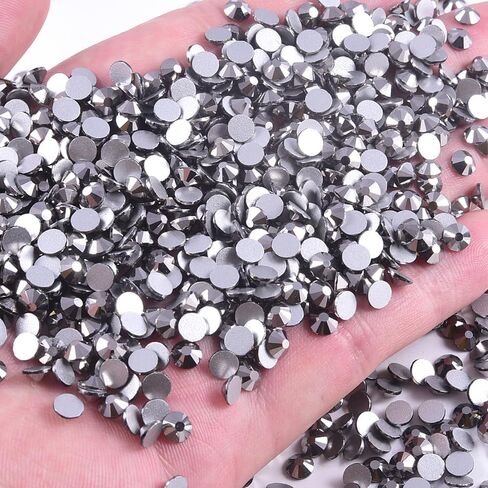 Blinginbox Hematite Glass Rhinestones Crystal Flatback Gemstones for Crafts Nails Makeup Bags and Shoes Decoration.(SS16/1440pcs) in Kuwait