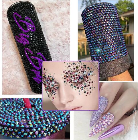 Blinginbox Hematite Glass Rhinestones Crystal Flatback Gemstones for Crafts Nails Makeup Bags and Shoes Decoration.(SS16/1440pcs) in Kuwait