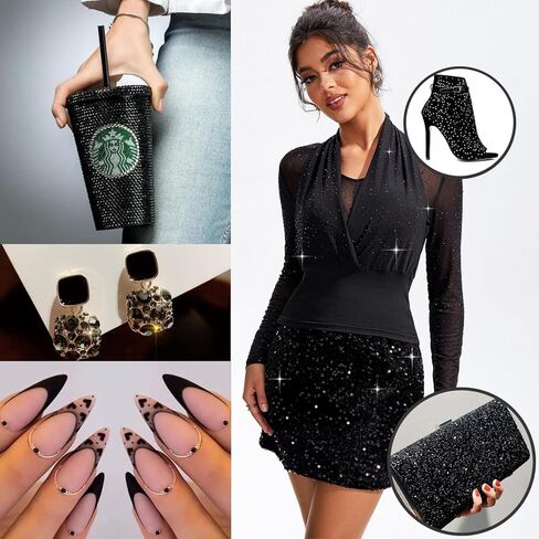 Blinginbox Hematite Glass Rhinestons أحجار كريستال فلاتباك للأحجار الكريمة للأظافر الحرف الأظافر وأحذية الديكور. (SS16/1440pcs) in Kuwait