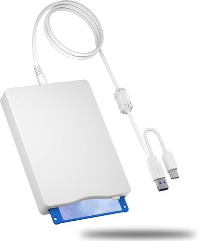 محرك أقراص مرن USB، محرك أقراص مرنة خارجي 3.5 بوصة USB ونوع C محمول 1.44 ميجابايت التوصيل والتشغيل FDD للكمبيوتر الشخصي Windows XP 7 8 10 11 in Kuwait