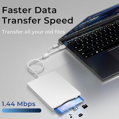 محرك أقراص مرن USB، محرك أقراص مرنة خارجي 3.5 بوصة USB ونوع C محمول 1.44 ميجابايت التوصيل والتشغيل FDD للكمبيوتر الشخصي Windows XP 7 8 10 11 in Kuwait