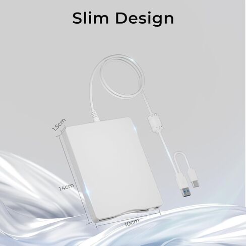 محرك أقراص مرن USB، محرك أقراص مرنة خارجي 3.5 بوصة USB ونوع C محمول 1.44 ميجابايت التوصيل والتشغيل FDD للكمبيوتر الشخصي Windows XP 7 8 10 11 in Kuwait