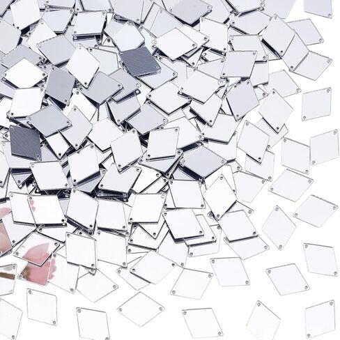 PH Pandahall 300pcs خياطة على المرايا ، مرآة أكريليك الفضة مرآة Rhombus Mirror DIY راينستون راينستون 2 حفرة مرآة قطعة فضفاض in Saudi Arabia