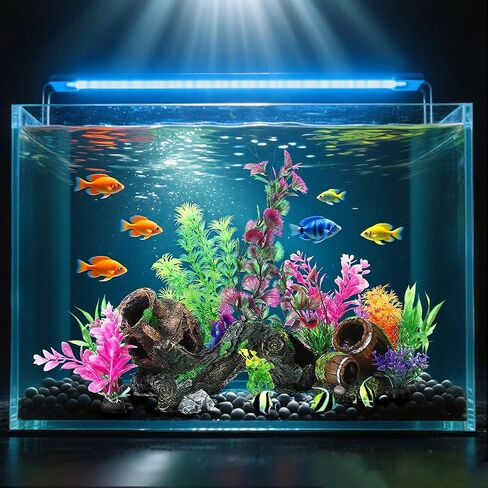 28 Pack Large Fish Tank Decorations Aquarium Decorations Artificial Aquarium Plants Betta Fish Tank Accessories Kit Broken Barrel Jar Hollow Tree Trunk Ornament in Saudi Arabia
