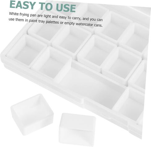 Gadpiparty 50pcs DIY ألوان مائية أحواض الطلاء فارغ نصف المقالي لوحة الشبكة البلاستيكية in Kuwait