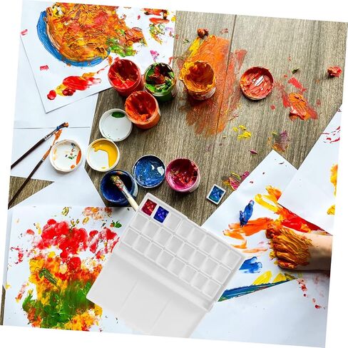 Gadpiparty 50pcs DIY ألوان مائية أحواض الطلاء فارغ نصف المقالي لوحة الشبكة البلاستيكية in Kuwait