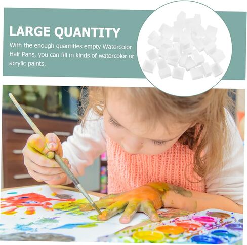 Gadpiparty 50pcs DIY ألوان مائية أحواض الطلاء فارغ نصف المقالي لوحة الشبكة البلاستيكية in Kuwait