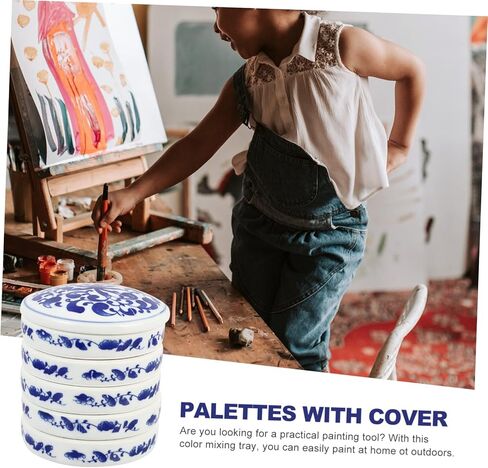 jojofuny 1Set Ceramic Color Mixing Tray for Watercolor Pigment Easy to Clean Painting Tool Portable Palette for Artists and DIY Crafts Present for Painting Lovers in Saudi Arabia