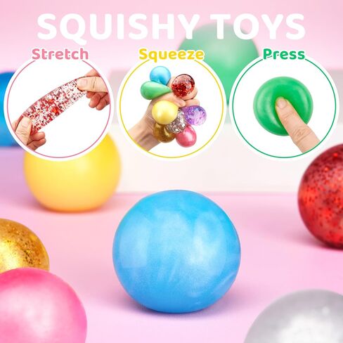 Joyin 24 Pack Mini Joots ، كرات اسفنجي للبالغين ، وألعاب تخفيف الإجهاد تململ ألعابًا كبيرة ، وضغط بريق على الأطفال ، ومصالح الحفلات ، هدايا أعياد الميلاد. in Saudi Arabia