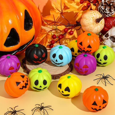 Libima 50 PCS Halloween Pumpkin Calls Balls Ball Colortull Leaff Leaft Ball Mini Foam Squeeze Ball Party Toy مع حقيبة تخزين لحفلة هالوين حشو مدرسة الكرنفال in Saudi Arabia