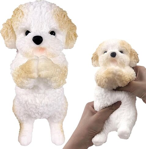 Hand Painted Dog Squishy Toys，Big Cute Ultra Soft Squeeze Fidget Toys for Stress Relief ,Kawaii Squishies Sticky Animal Toys for Adults Kids,Decompression Sensory Balls Toys for Autism (Teddy) in Saudi Arabia