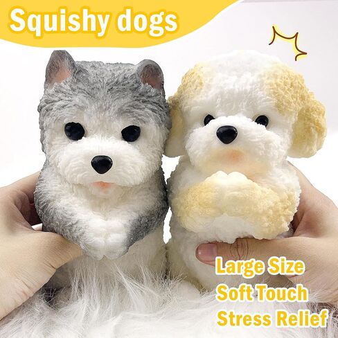 Hand Painted Dog Squishy Toys，Big Cute Ultra Soft Squeeze Fidget Toys for Stress Relief ,Kawaii Squishies Sticky Animal Toys for Adults Kids,Decompression Sensory Balls Toys for Autism (Teddy) in Saudi Arabia