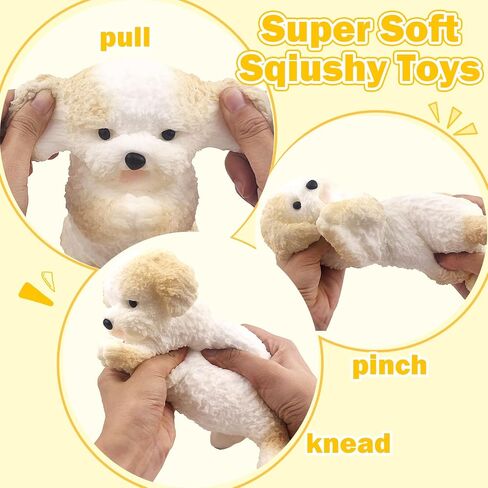 Hand Painted Dog Squishy Toys，Big Cute Ultra Soft Squeeze Fidget Toys for Stress Relief ,Kawaii Squishies Sticky Animal Toys for Adults Kids,Decompression Sensory Balls Toys for Autism (Teddy) in Saudi Arabia