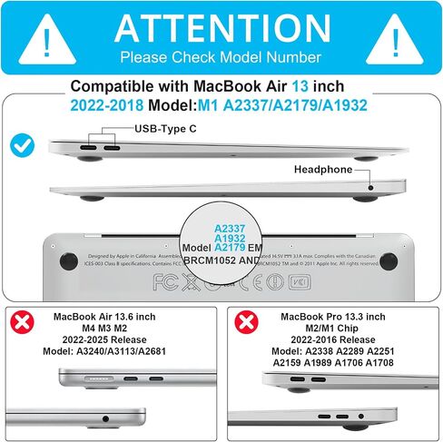 B BELK متوافق مع حافظة MacBook Air 13 بوصة 2022 2021 2020 2019 2018 الإصدار A2337 M1 A2179 A1932 Touch ID، حافظة بلاستيكية صلبة غير لامعة + غطاء لوحة مفاتيح + واقي شاشة شبكية العين، أخضر منتصف الليل in Kuwait