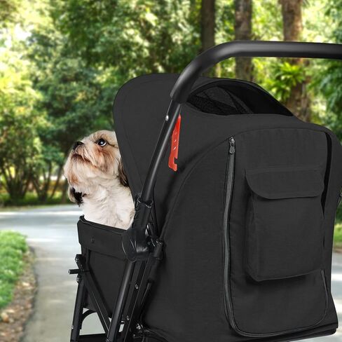 Wedyvko Dog Stroller, Pet Stroller for Medium Dogs Cats, with Dog Poop Bags, Reversible Handlebar, Tethers, Storage Basket and Pouch (Dark Gray) in Kuwait