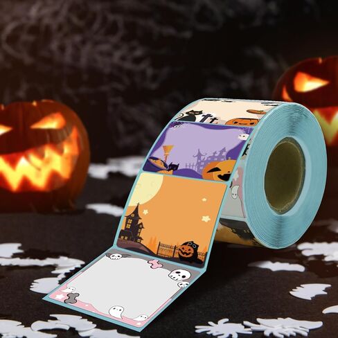 iEager Halloween 2 Inch Square Thermal Labels, Self-Adhesive Direct Thermal Label Stickers for Halloween Gifts, Home Decor, Name Tags, 300 Labels/Roll in Kuwait