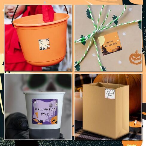 iEager Halloween 2 Inch Square Thermal Labels, Self-Adhesive Direct Thermal Label Stickers for Halloween Gifts, Home Decor, Name Tags, 300 Labels/Roll in Kuwait