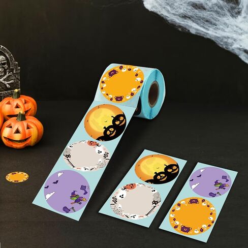 iEager Halloween 2 Inch Square Thermal Labels, Self-Adhesive Direct Thermal Label Stickers for Halloween Gifts, Home Decor, Name Tags, 300 Labels/Roll in Kuwait