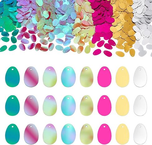 PH PandaHall 1200pcs 8 Colors Large Sequins Pendants Oval Egg-Shaped Sequins 19x12mm Egg Sequin Loose Sequins and Spangles for Embroidery Applique Knitting Arts Crafts and Embellishment in Saudi Arabia