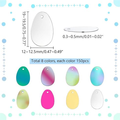 PH PandaHall 1200pcs 8 Colors Large Sequins Pendants Oval Egg-Shaped Sequins 19x12mm Egg Sequin Loose Sequins and Spangles for Embroidery Applique Knitting Arts Crafts and Embellishment in Saudi Arabia