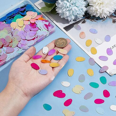 PH PandaHall 1200pcs 8 Colors Large Sequins Pendants Oval Egg-Shaped Sequins 19x12mm Egg Sequin Loose Sequins and Spangles for Embroidery Applique Knitting Arts Crafts and Embellishment in Saudi Arabia