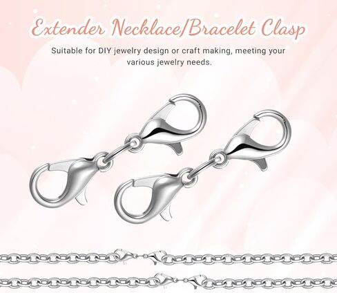 6 Pcs Double Lobster Clasp Extender, Stainless Steel Lobster Claw Clasp, Silver Lobsters Claw Clasps, Double Claws Connector, Double-Opening Jewelry Clasps, for DIY Jewelry Bracelet Necklace Making in Kuwait